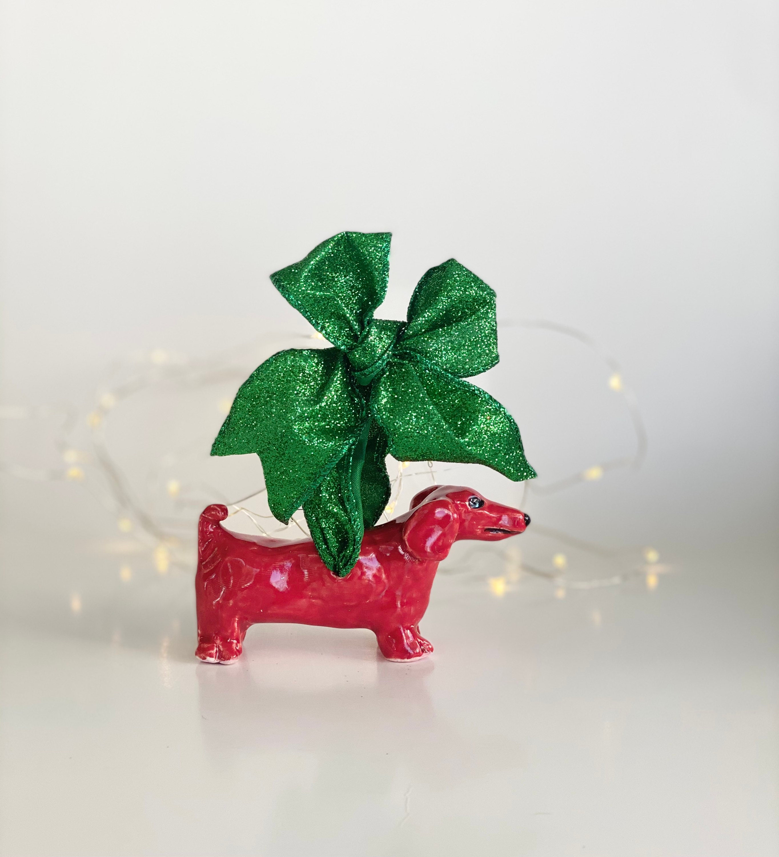 Dachshund Christmas Ornament, Red Ornament, Dog Ornament, Dog Christmas