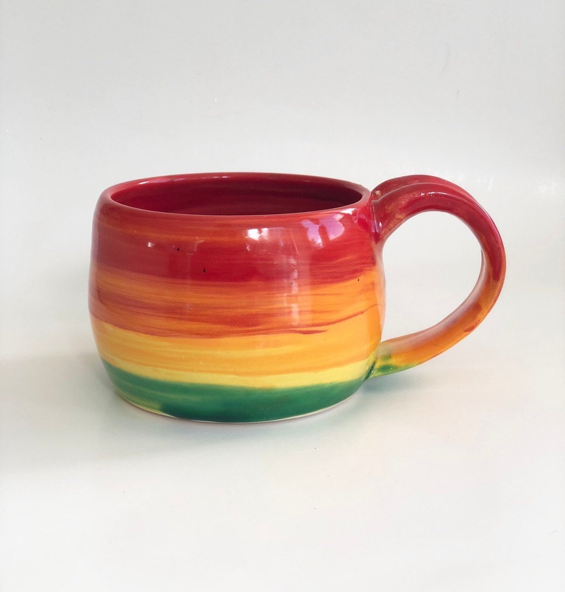 Rainbow Mug, Coffee Mug, Handmade Mug, Pottery Mug, Coffee Lover Gift