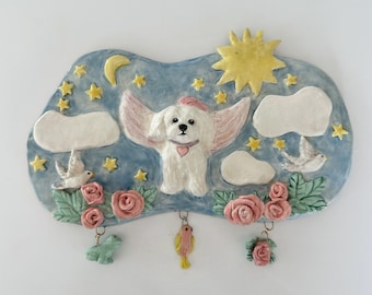 Maltese Art Wall Hanging Art Maltese Mom Gift Dog Plaque Memorial Pet Wall Art Sculpture Memorial Pet Loss Gift Memorial Art Dog
