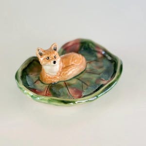 Fox Ring Dish Red Fox Trinket Dish Ceramic Ring Dish Gift Fox Art Gift Ring Holder Handmade Fox Figurine Miniature Fox Art Ceramic Fox Gift