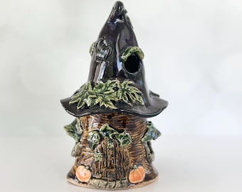 Halloween Luminary Fairy House Gift Trinket Halloween Art Spooky Tree House Garden Gift Fairy House Collection Decor Fairy Lover Gift