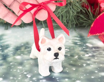 Mini Westie Christmas Ornament Handmade Westie Highland Ornament Westie Lover Christmas Gift West Highland Terrier Dog Tree Ornament
