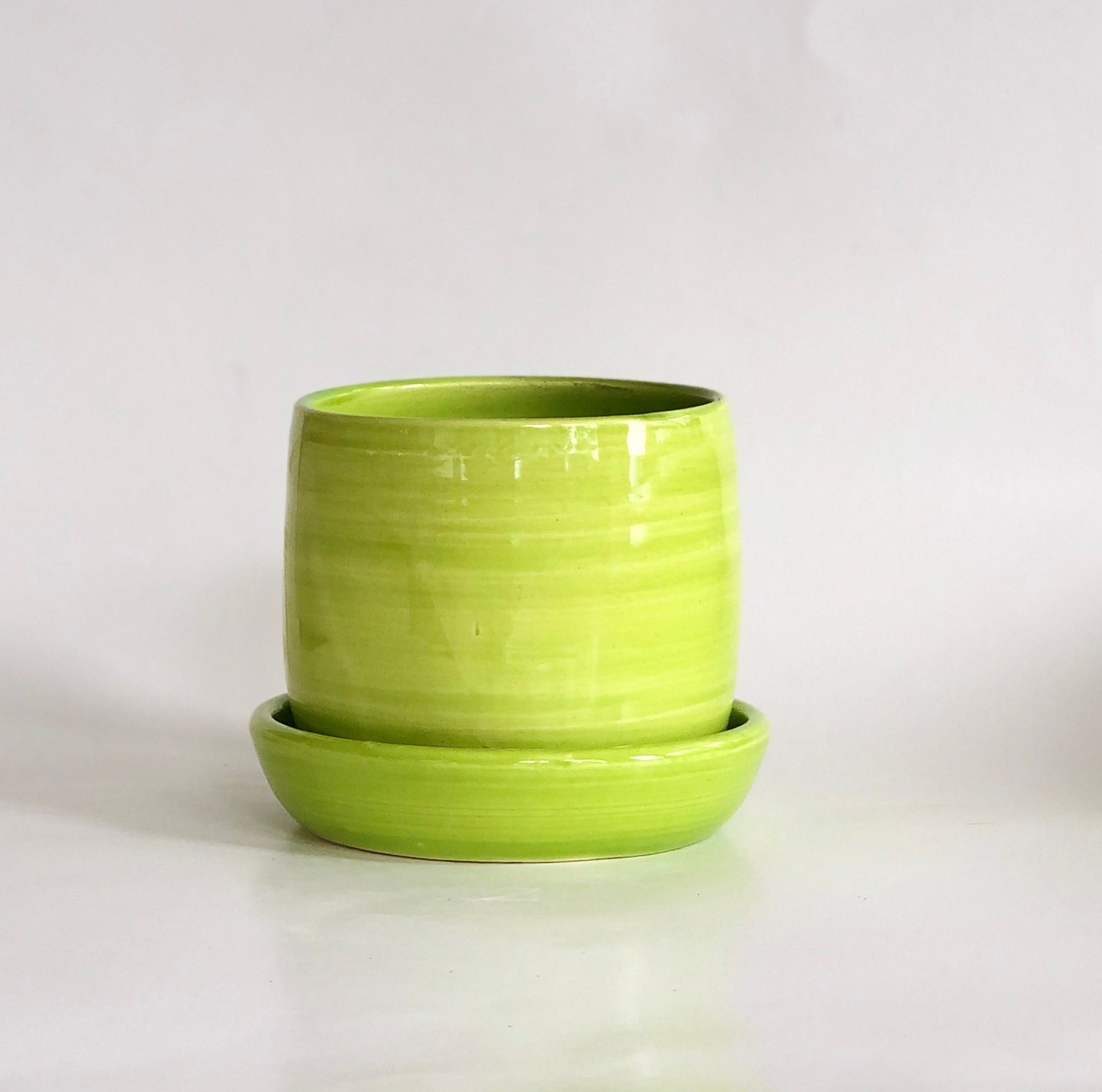 Small Lime Planter, Small Lime Pot, Lime Pot, Chartreuse Planter
