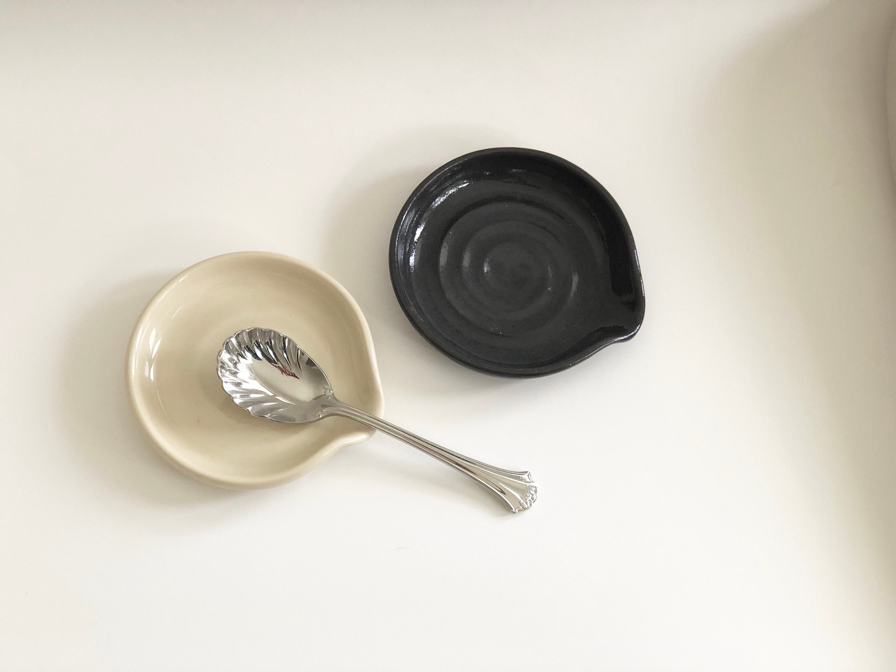 Ceramic Spoon Rest, Beige Kitchen Decor, Modern Spoon Rest, Minimalist Spoon Rest, Modern