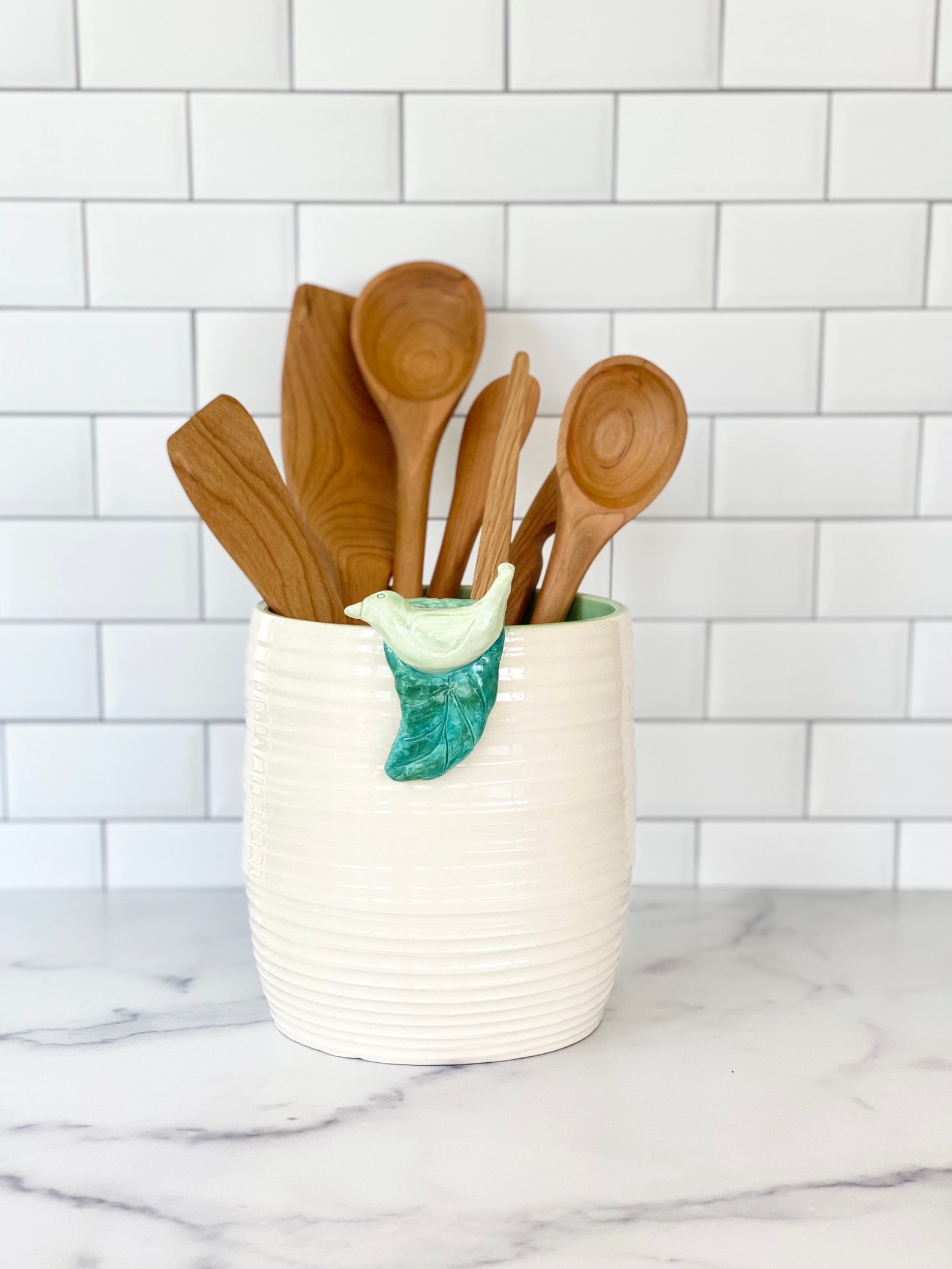 Utensil Crock Ceramic Utensil Holder Kitchen Utensil Holder Etsy