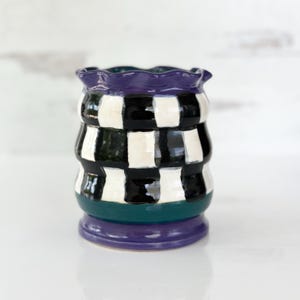 Black White Flower Vase Checkered Decor Housewarming Gift White Black Vase Kitchen Decor Country Kitchen Vase Mom Birthday Gift Bud Vase
