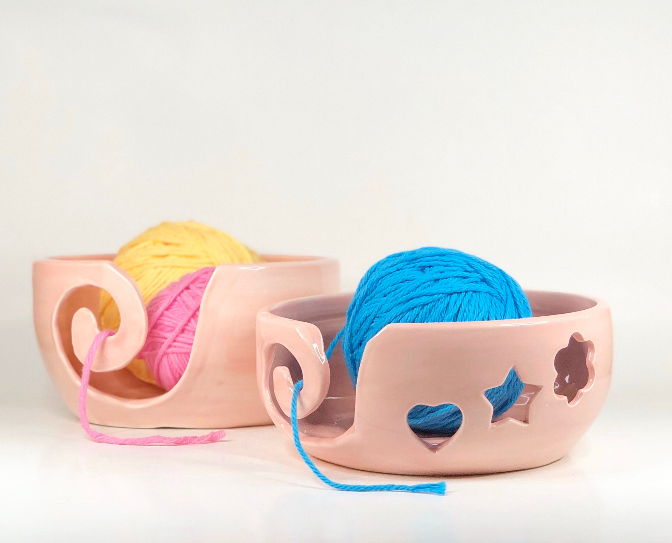 Ceramic Yarn Bowl, Crochet Ceramic Bowls, Pink Yarn Bowl, Knitting Gift