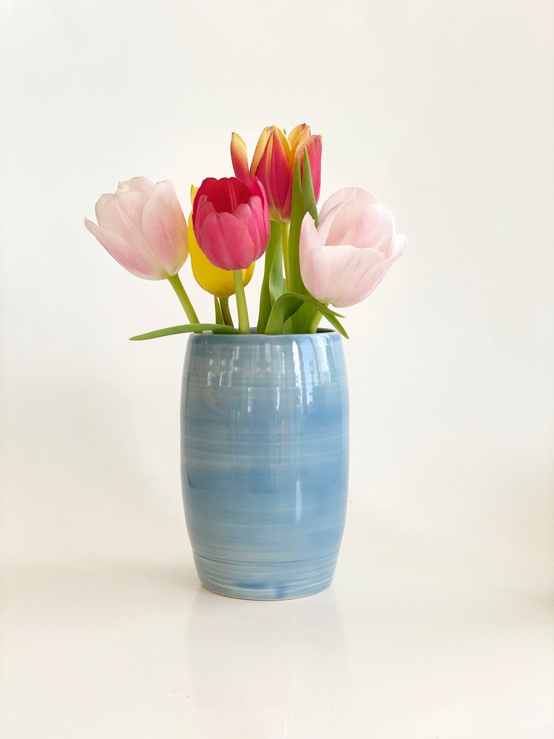 Porcelain Vase Sky Blue Vase Tulip Vase Flower Vase Etsy