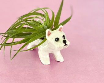 Mini Westie, Air Planter, Handmade Westie Sculpture, Air Plant Holder, Westie Lover Gift, West Highland Terrier, Dog Planter, Dog Pot