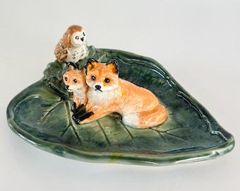 Handmade Ceramic Fox Trinket Dish:  Owl Lover Gift Woodland Decor