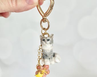 Cat Bag Charm Feline Bag Charm Cat Charms For Bag Gift for Cat Mom Gift Cat Lover Art Gift Cat Art Mom Unique Birthday Cat Bag Decor Cat