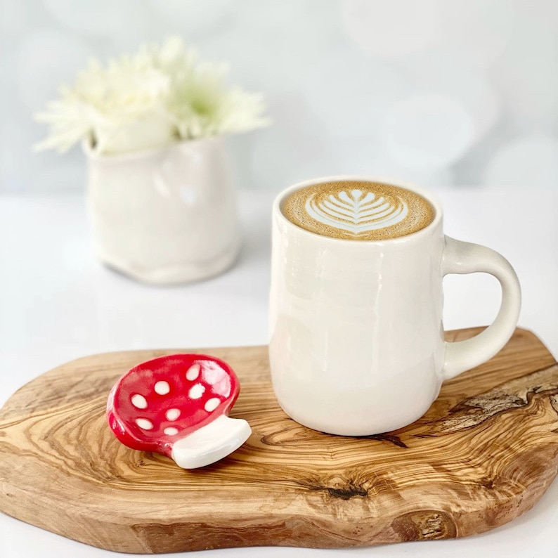 Mushroom Coffee Spoon Rest Woodland Teaspoon Holder Home Coffee Station Kitchen Coffee Bar Fungi Decor Mushroom Lover Decor Woodland Gift image 10