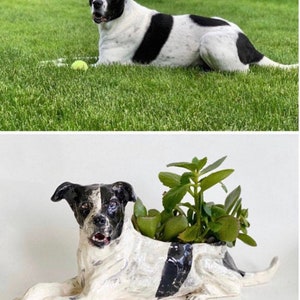 Personalized Dog Sculpture Dog Planter Dog Portrait Pet Memorial Gift