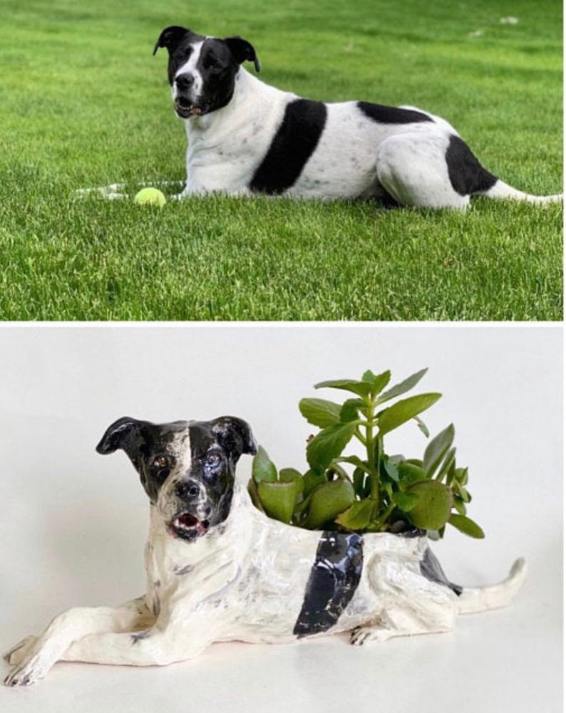 Personalized Dog Sculpture Dog Planter Dog Portrait Pet Memorial Gift