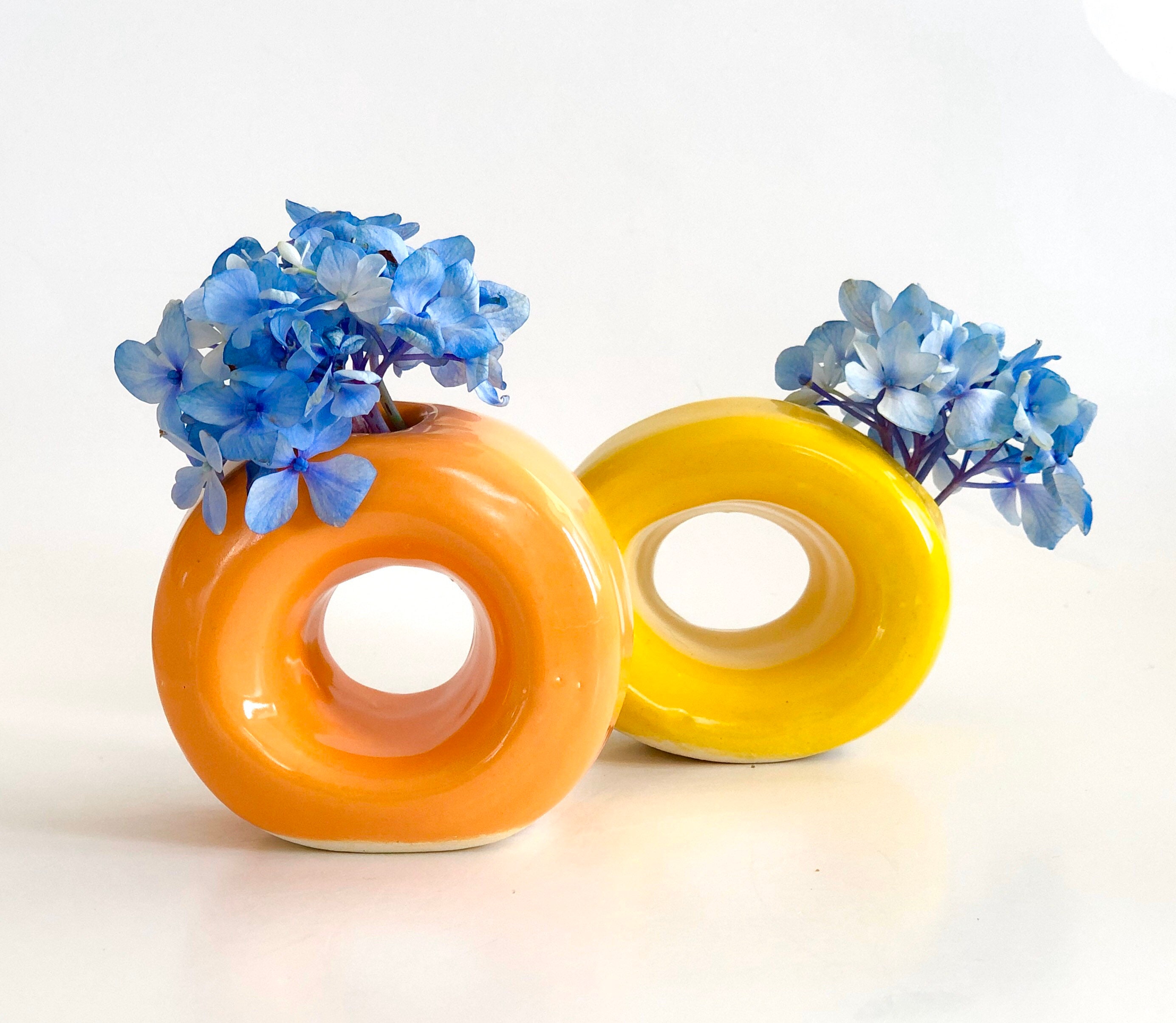 Mini Orange Vase, Modern Vase, Donut Vase, Abstract Vase, Orange Bud