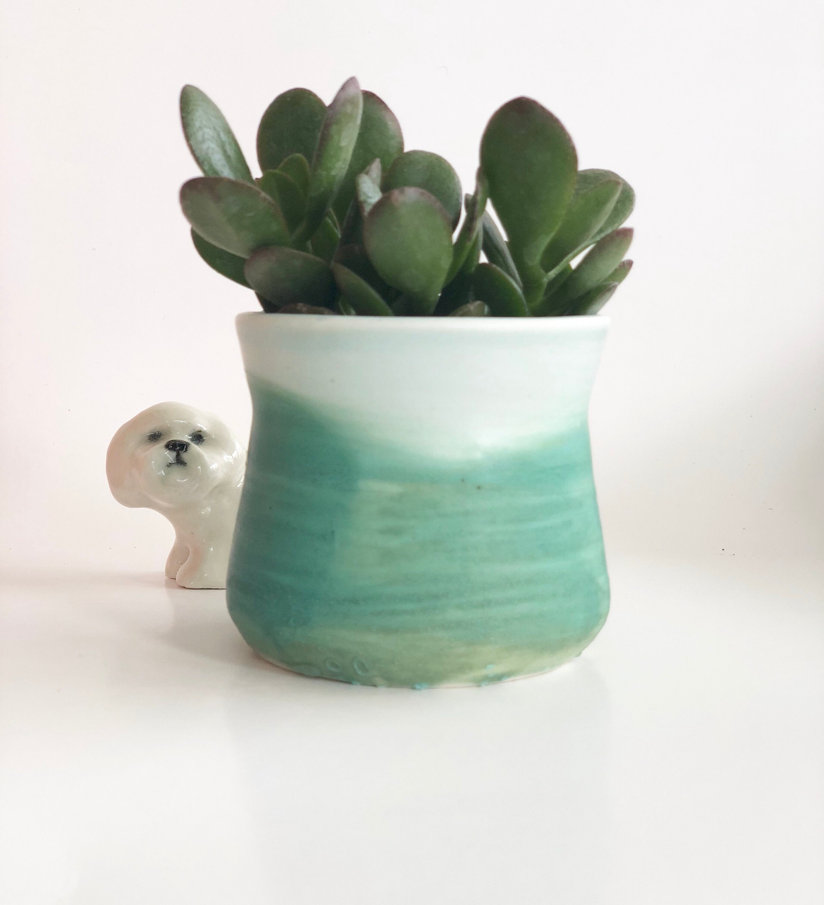 Porcelain Bud Vase, Blue Porcelain Vase, Small Vase, Green Porcelain