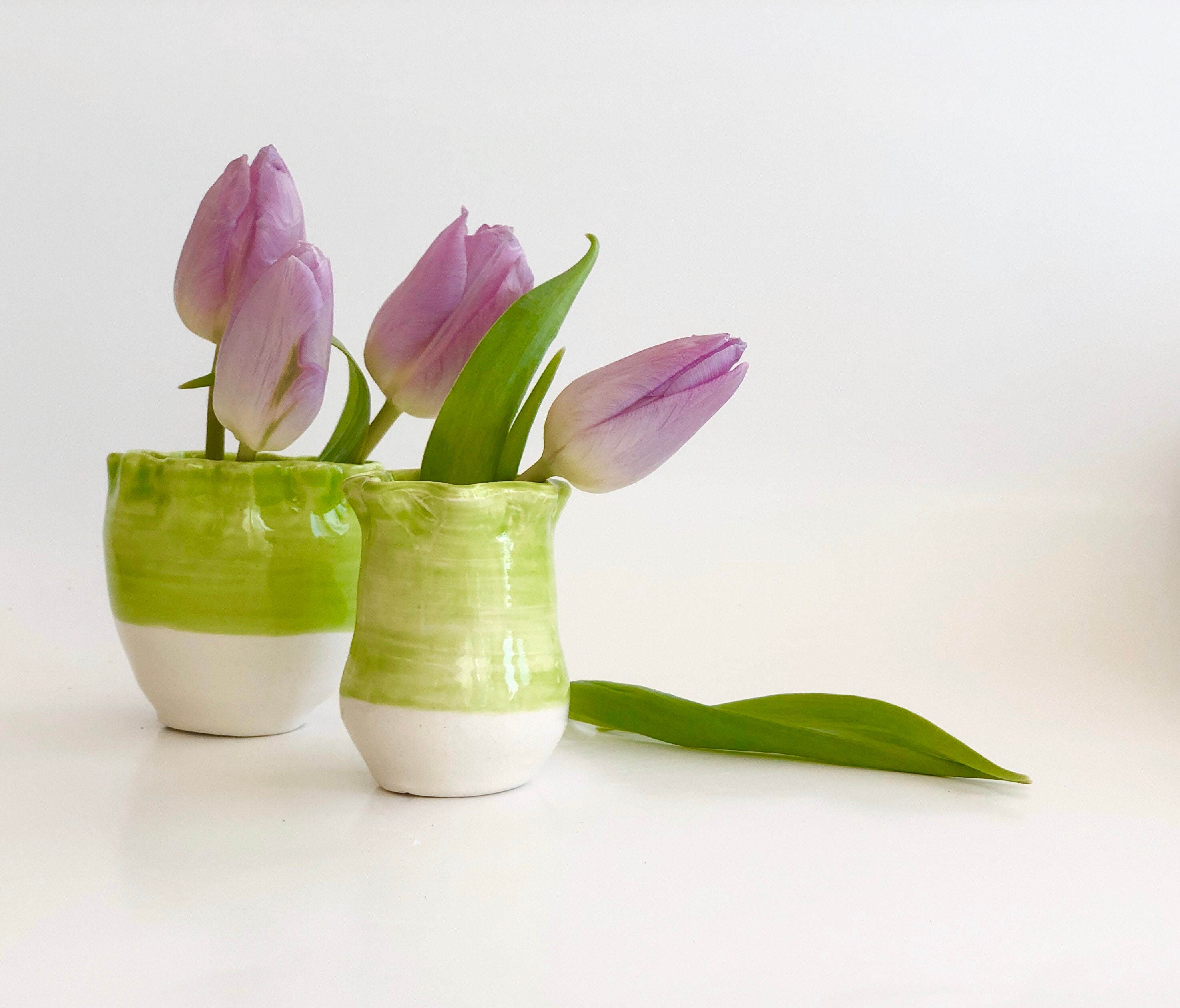 Lime Green Flower Vase, Chartreuse Vase, Mini Bud Vase, Lime Bud Vase