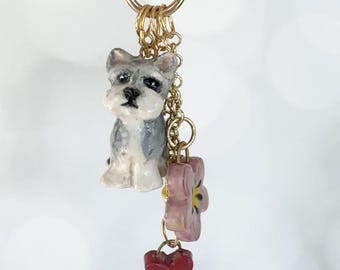 Schnauzer Bag Charm Schnauzer Mom Gift Schnauzer Art Charm Gift Dog Mom Schnauzer Trinket Gray Dog Art Mom Terrier Bag Lover Gift Dog Lover