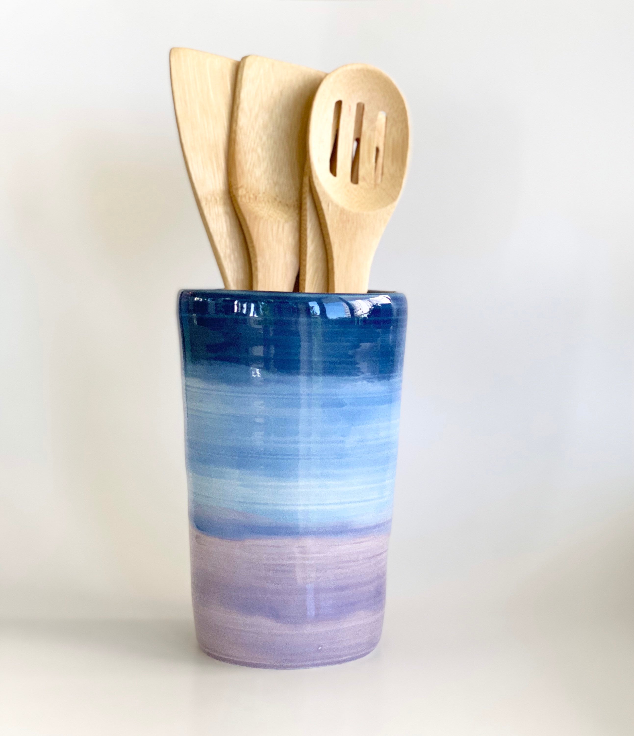 Porcelain Utensil Crock, Ceramic Utensils Holder, Modern Utensil Holder