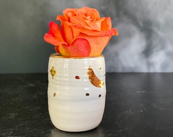 Bud Vase  Small Bud Vase  Plant Mom Gift  Small White Vase  First Apartment  Studio Apartment  Cottagecore Decor  Small Vase  Goth Vase