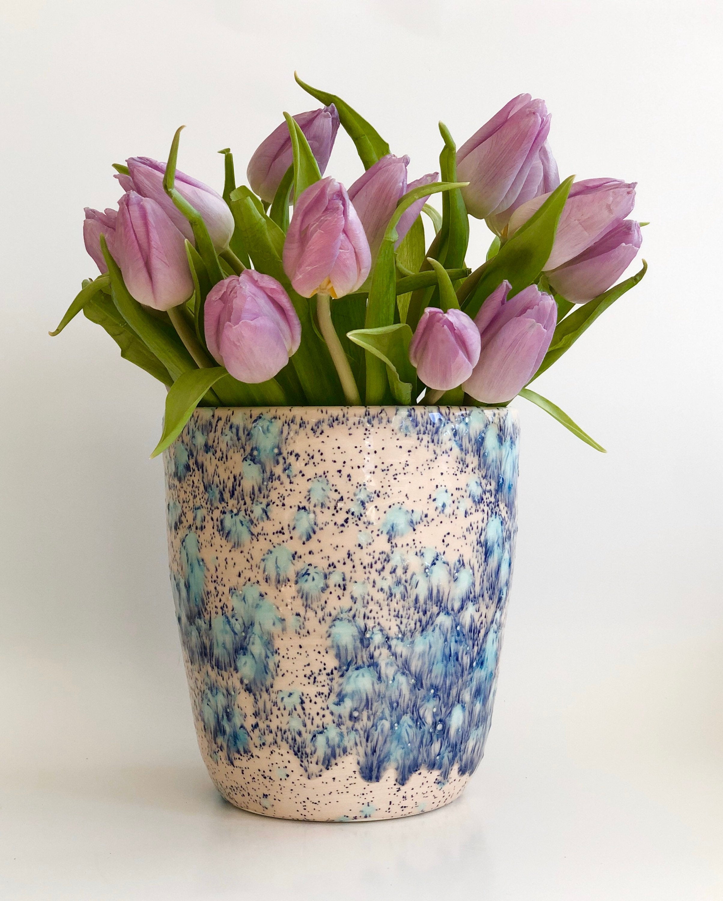 Pink Vase, Pink Flower Vase, Flower Vase, Pottery Vase, Pink and Blue