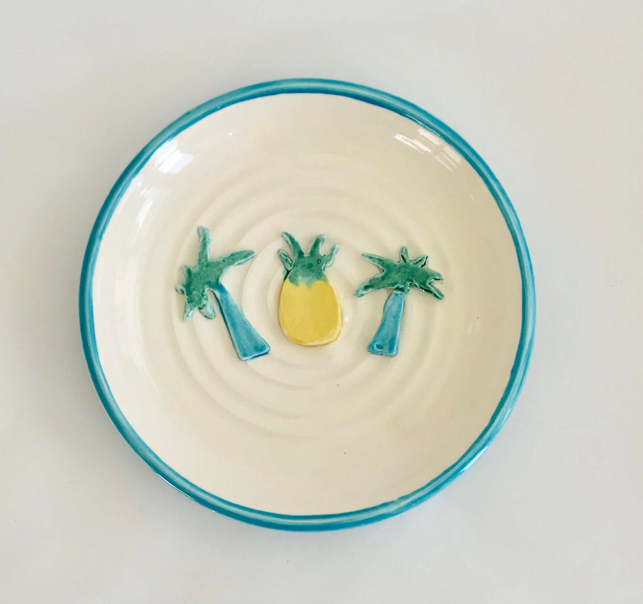 Handmade Plate, Pineapple Plate, Tropical Decor, Pineapple Decor