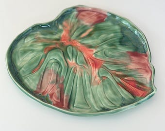 Monstera Leaf Coffee Large Spatula Rest: Handmade Ceramic Plant Lover Gift