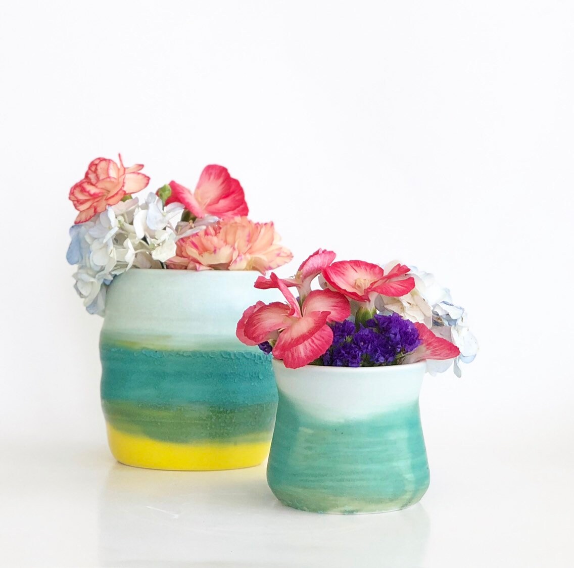 Porcelain Bud Vase, Blue Porcelain Vase, Small Vase, Green Porcelain