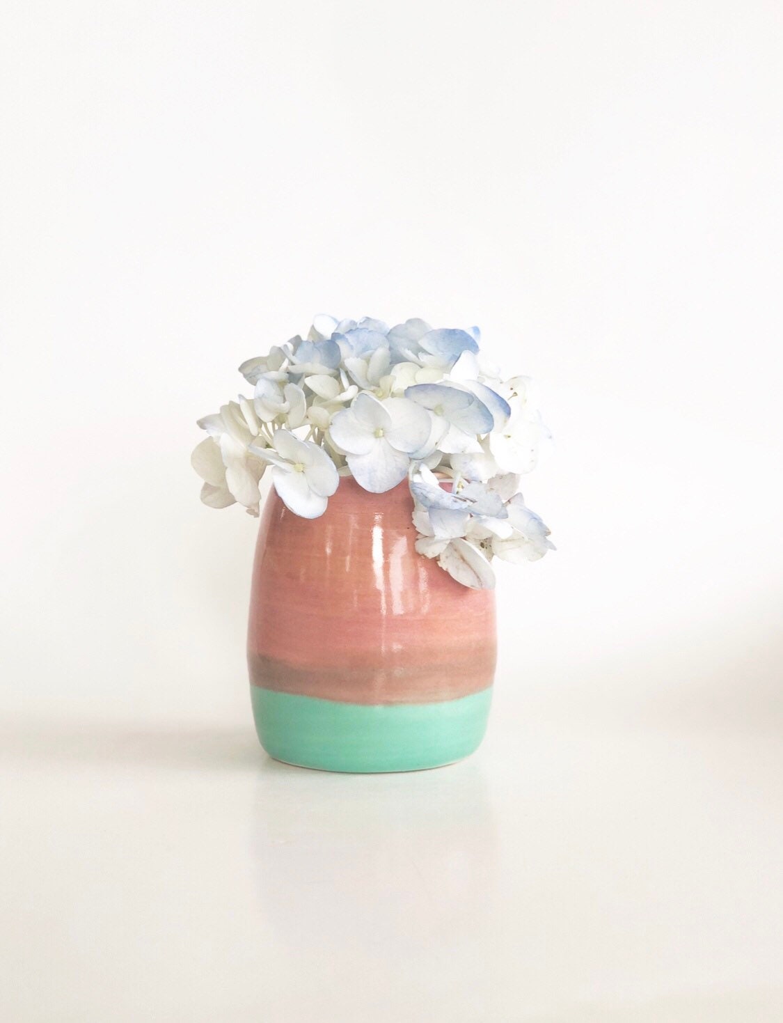 Porcelain Mini Bud Vase Pink/Peach and Aqua
