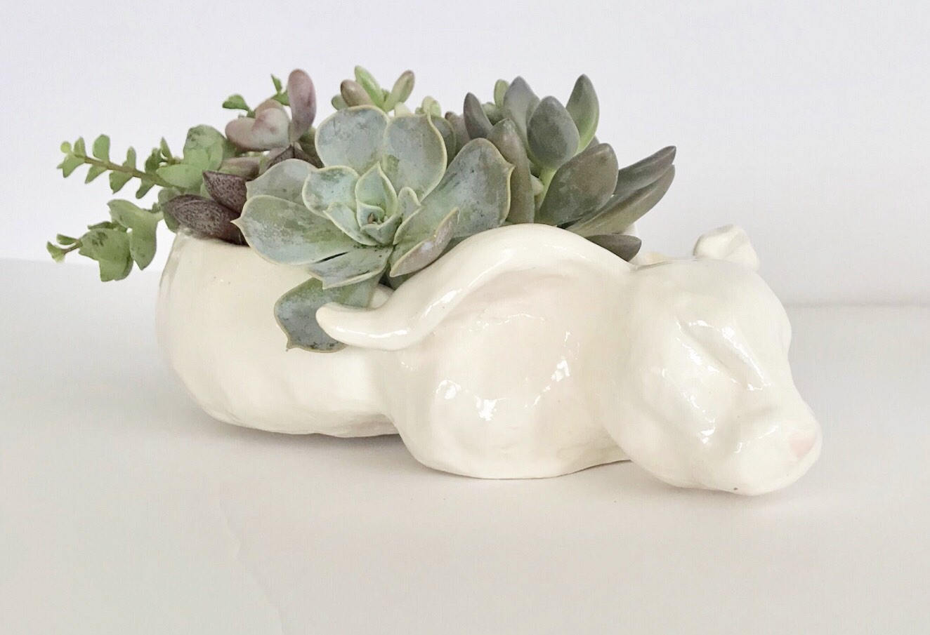 Rabbit Planter, Rabbit Lover Gift, Rabbit Collector, Bunny Planter
