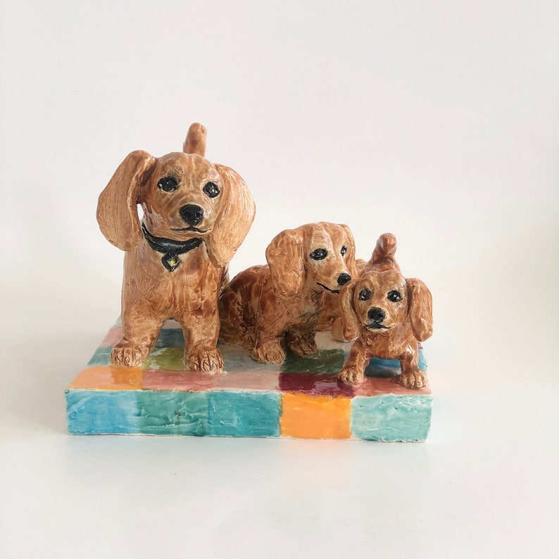 Sculpture teckel fait main table basse teckel Art table basse sculpture cadeau pour chien maman cadeau pour maman teckel image 1