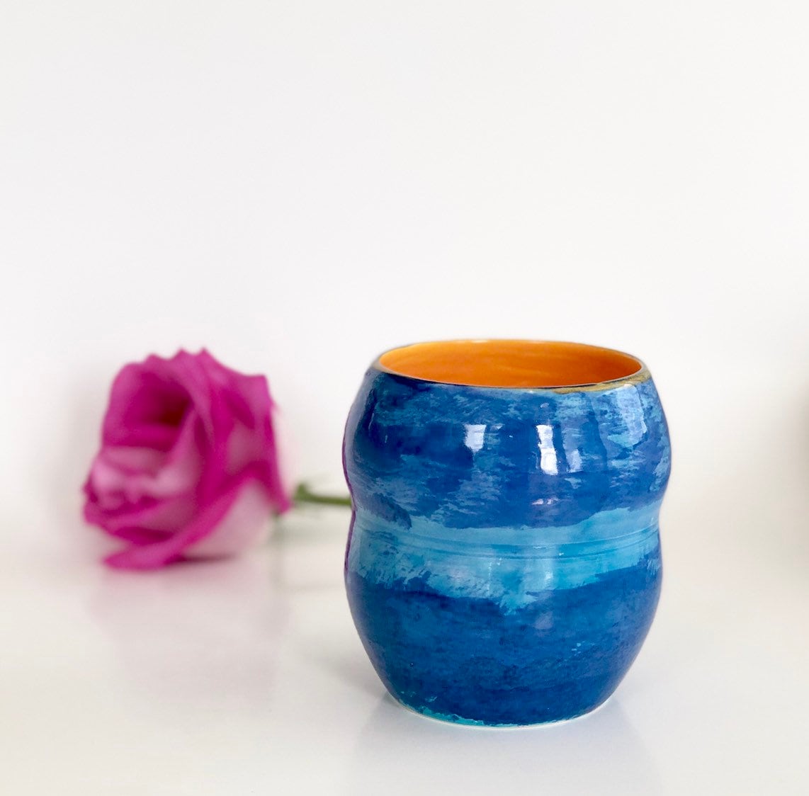Small Bud Vase, Small Ceramic Vase, Blue Flower Vase, Blue Pottery Vase