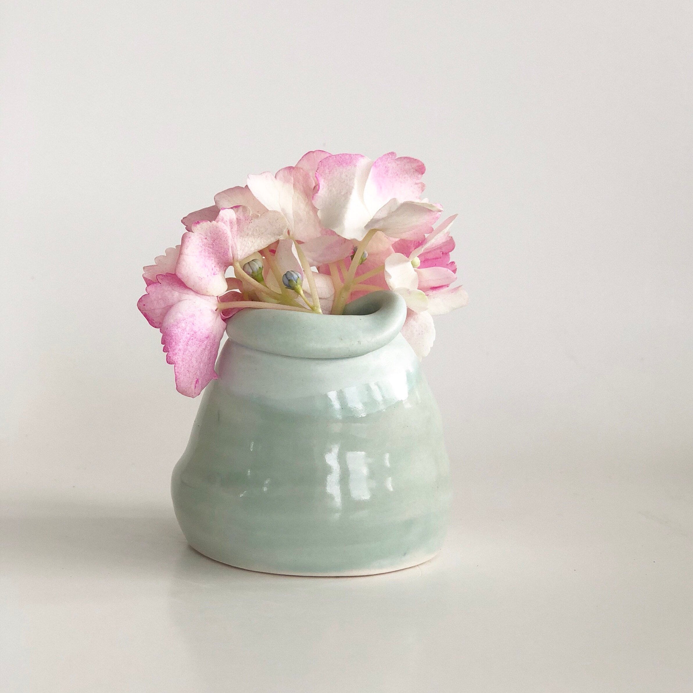 Mini Bud Vase, Small Green Vase, Mini Flower Vase, Ceramic Vase, Cute