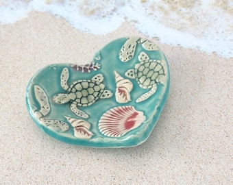 Beach Spoon Rest: Turquoise Turtles & Shells, Kitchen Decor