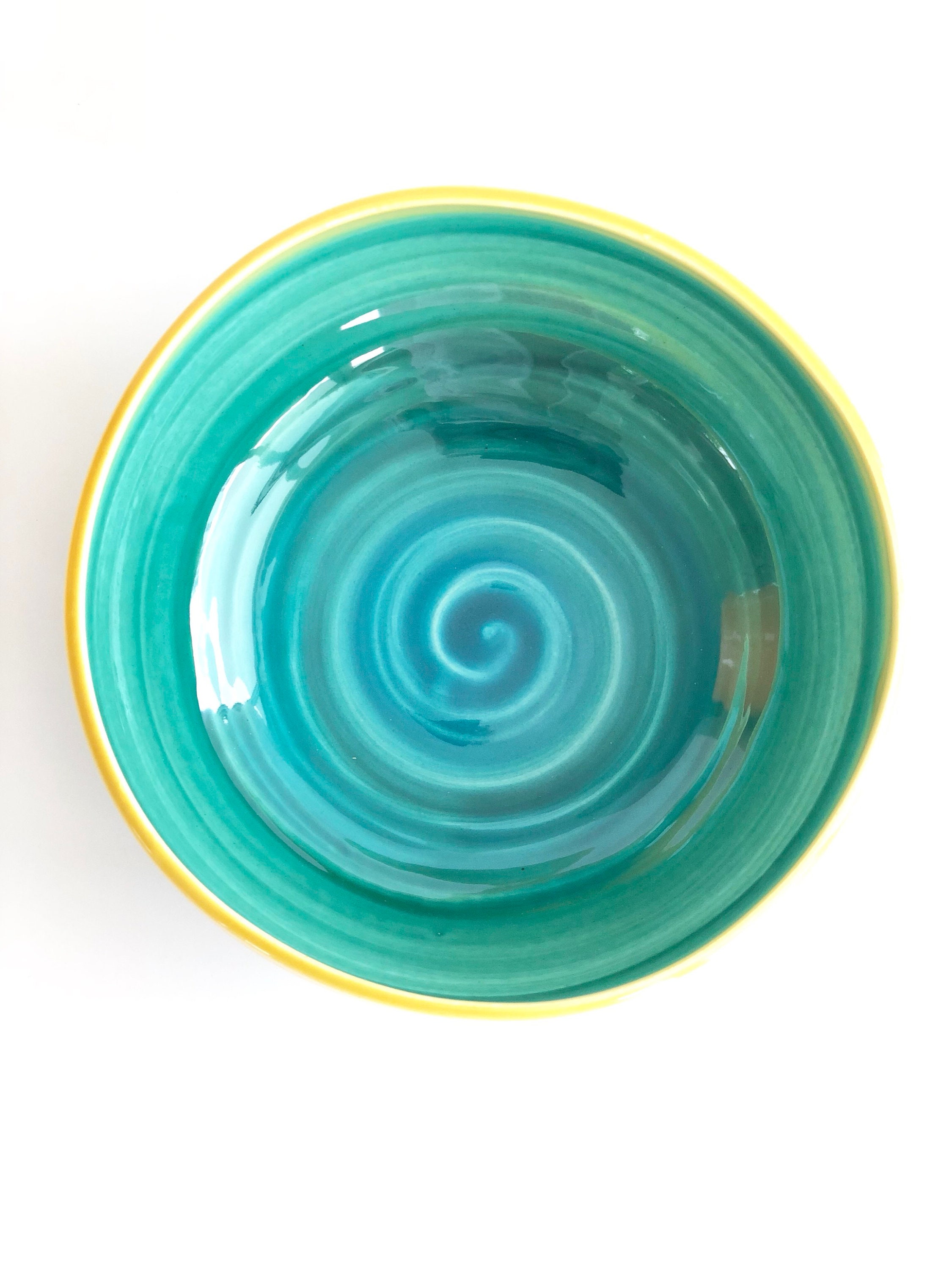 Turquoise Serving Bowl Handmade Pottery