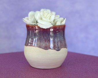 Ceramic Purple Flower Vase Handmade Small Bud Vase