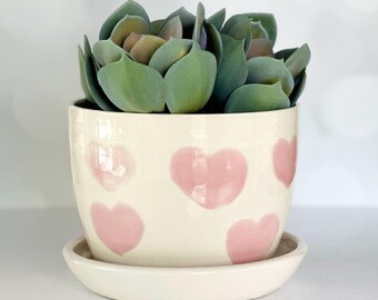 Heart Planter Gift Friend Plant Mom Indoor Garden Mom Love You Present Pink Heart Decor Daughter Present Heart Friend Gift Pink Decor Gift