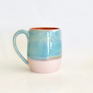 Large Porcelain Mug in Blue and Light Pink