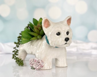 Westie Succulent Cactus Indoor Planter West Highland Terrier Art Gift Westie Dog Mom Indoor Kitchen Window Garden White Dog Plant Pot Art
