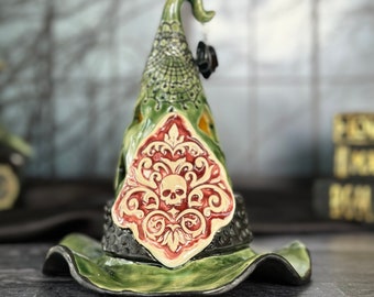 Green Skull Luminary Gothic Home Decor Goth Witch Gift Wiccan Home Halloween Decor Skull Goth Luminary Kitchen Luminary Witch Home Gift