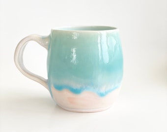 Wheel Thrown Mug, Pastel Pink Porcelain Pottery Mug, Pottery Mug, Handmade Mug for Coffee Lovers