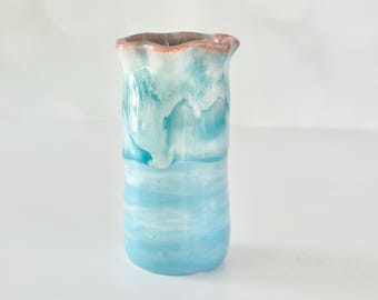 Mini Bud Vase Porcelain Handmade Blue Flower Vase Mommy Vase Mini Modern Vase Flower Bud Vase Boho Kitchen Vase Grandma Bud Vase Mommy Gift