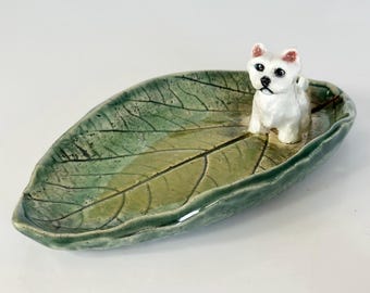 Westie Ring Dish, Westie Trinket Dish, Ceramic Dish, Gift For Mom, Gift For Daughter, Westie Art, Westie Jewelry Dish