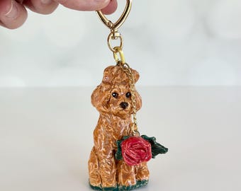 Handmade Ceramic Poodle Bag Charm: Unique Dog Lover Gift