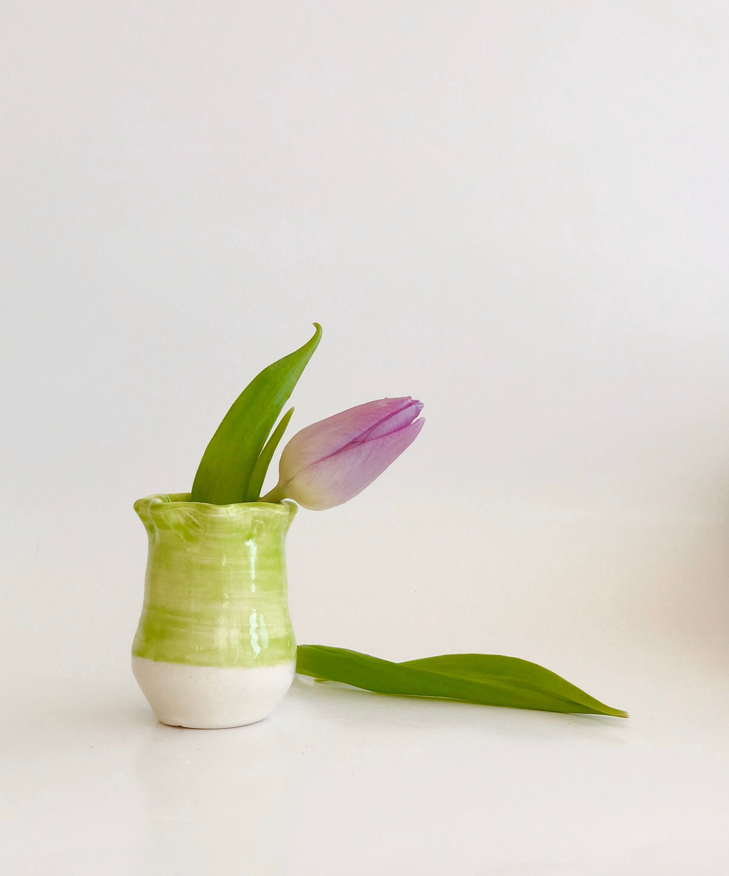Lime Green Flower Vase, Chartreuse Vase, Mini Bud Vase, Lime Bud Vase
