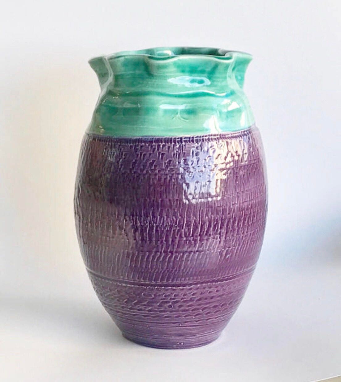 Large Pottery Vase Handmade, Large Vase, Purple Ceramic Vase, Tulip