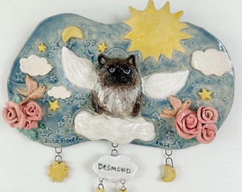 Pet Portrait Gift Cat Portrait Plaque Custom Feline Cat Memorial Pet Wall Art Sculpture Cat Memorial Pet Loss Gift Pet Memorial Cat Art