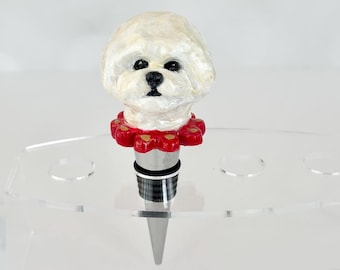 Bichon Wine Stopper Gift Dog Art Bichon Lover Gift Dog Mom Gift Wine Lover Gift Wine Connoisseur Gift Unique Bichon Frise Gift Wine