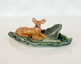 Handmade Ceramic Deer Ring Dish: Stoneware Trinket Holder