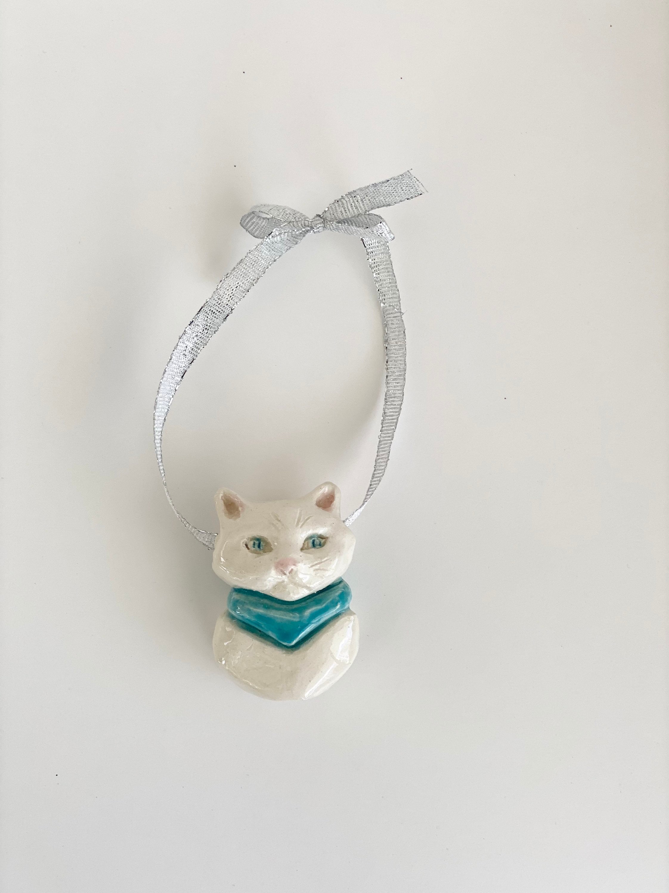 Handmade Cat Ornament, Christmas Tree Cat, Cat Tree Ornament, Cat